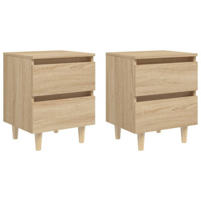 Vidaxl Bed Cabinets & Solid Pinewood Legs 2 Pcs Sonoma Oak 40X35X50 Cm from B&Q