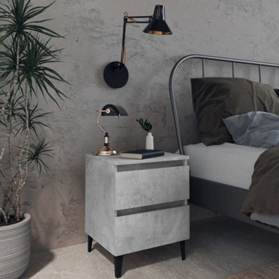 B&Q -  Bed Cabinets 2 Pcs Concrete Grey 40X35X50 Cm Engineered Wood
