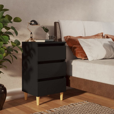 Vidaxl Bed Cabinet With Solid Wood Legs Black 40X35X69 Cm from B&Q