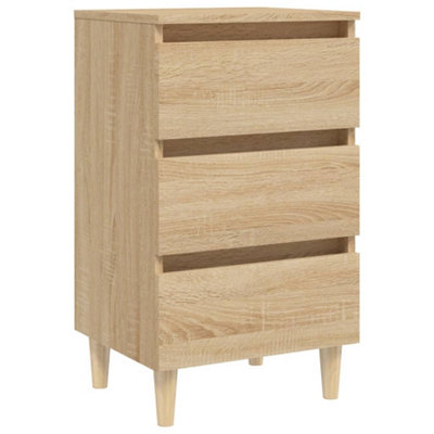 Vidaxl Bed Cabinet With Solid Wood Legs Sonoma Oak 40X35X69 Cm from B&Q