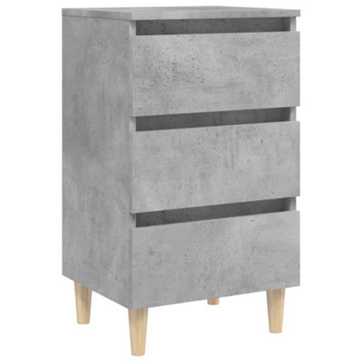 Vidaxl Bed Cabinet With Solid Wood Legs Concrete Grey 40X35X69 Cm from B&Q