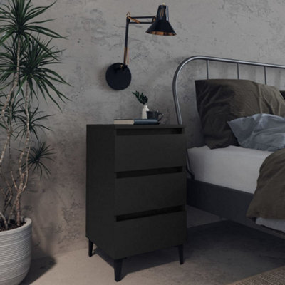 Vidaxl Bed Cabinet With Metal Legs Black 40X35X69 Cm from B&Q