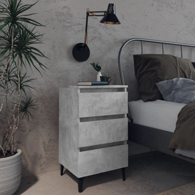 Vidaxl Bed Cabinet With Metal Legs Concrete 40X35x69 Cm Grey