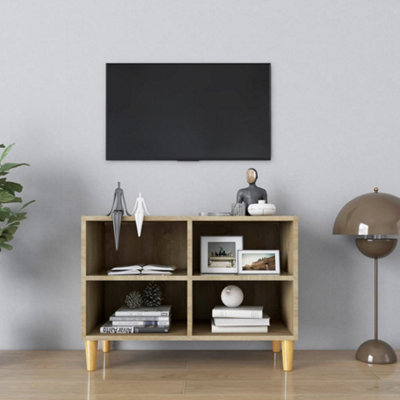 Vidaxl Tv Cabinet With Solid Wood Legs Sonoma Oak 69.5X30X50 Cm from B&Q