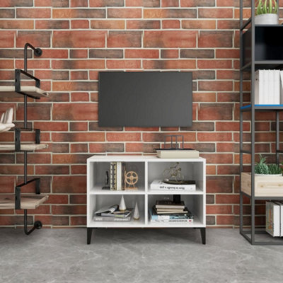 B&Q -  Tv Cabinet With Metal Legs High Gloss White 69.5X30X50 Cm