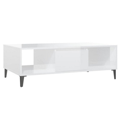 Vidaxl White Coffee Table High Gloss 103.5X60x35 Cm Engineered Wood Small