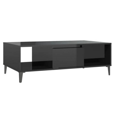 Vidaxl Coffee Table High Gloss 103.5X60x35 Cm Engineered Wood Black