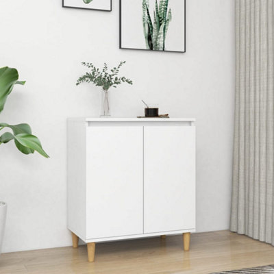 B&Q -  Sideboard With Solid Wood Legs White 60X35X70 Cm Engineered Wood