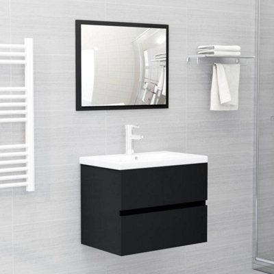Vidaxl Bathroom Furniture Set Engineered Wood Black