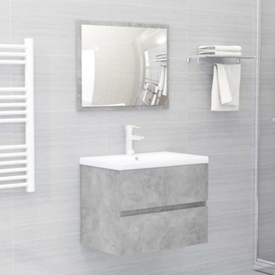 Vidaxl Bathroom Furniture Set Concrete Engineered Wood Grey