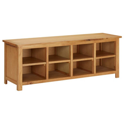 VIDAXL Solid Oak Wood Shoe Rack Bench with 8 Compartments 114x37x45 cm - Image 3