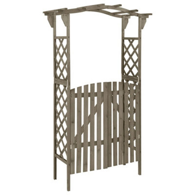 Vidaxl Pergola With Gate 116X40X204 Cm Grey Solid Firwood Pergolas from B&Q