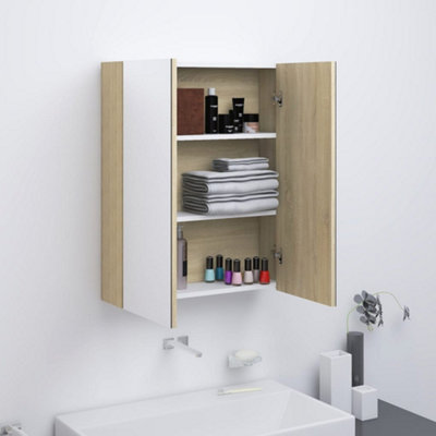 Vidaxl Bathroom Mirror Cabinet 60X15X75 Cm Mdf White And Oak from B&Q