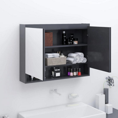 Vidaxl Bathroom Mirror Cabinet 80X15X60 Cm Mdf Grey from B&Q