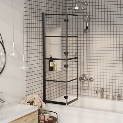 Vidaxl Folding Shower Enclosure Esg 80X140 Cm Folding Shower Enclosures Black