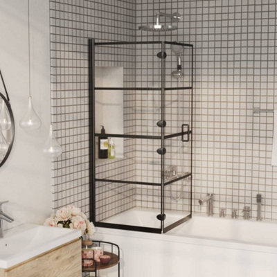 Vidaxl Folding Shower Enclosure Esg 120X140 Cm Black Folding Shower Enclosures