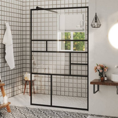 Vidaxl Walk-In Shower Wall With Clear Esg Glass 100X195 Cm Black