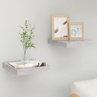 Vidaxl 2X Floating Wall Shelves Concrete Grey Mdf Bookcase Wall Board Cd Rack - Image 3