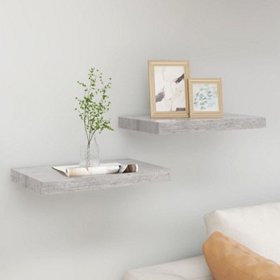 B&Q -  Floating Wall Shelves 2 Pcs Concrete Grey 50X23X3.8 Cm Mdf