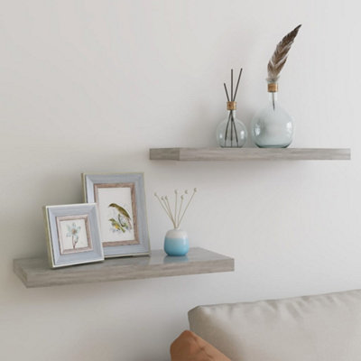 Vidaxl Floating Wall Shelves - 2 Pcs - Concrete Grey - 60x23.5x3.8 cm - MDF - Image 3