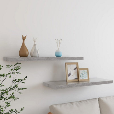 Vidaxl 2X Floating Wall Shelves Concrete Grey Mdf Wall Ledge Hanging Shelf 8720286417027 - Image 3