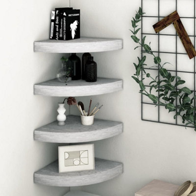Vidaxl Wall Corner Shelves 4 Pcs Concrete Grey 35X35X3.8 Cm Mdf from B&Q