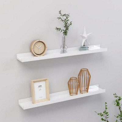 B&Q -  Wall Shelves 2 Pcs High Gloss White 60X9X3 Cm