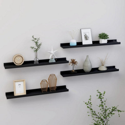 B&Q -  Wall Shelves 4 Pcs Black 60X9X3 Cm