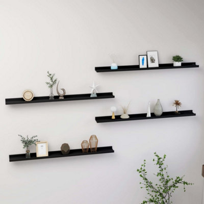 Vidaxl Wall Shelves 4 Pcs 100X9x3 Cm Black