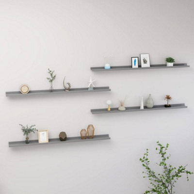B&Q -  Wall Shelves 4 Pcs Grey 115X9X3 Cm