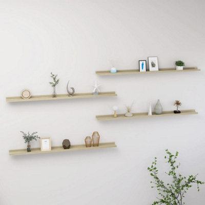 B&Q -  Wall Shelves 4 Pcs Sonoma Oak 115X9X3 Cm