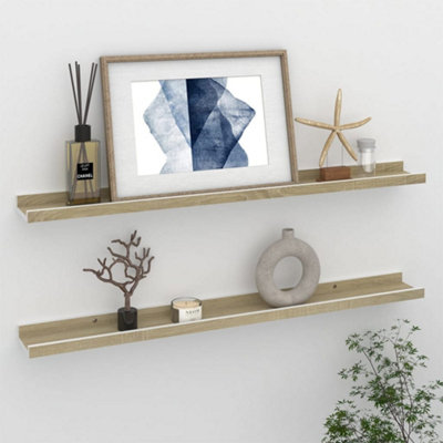 B&Q -  Wall Shelves 2 Pcs White And Sonoma Oak 80X9X3 Cm