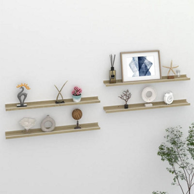 B&Q -  Wall Shelves 4 Pcs White And Sonoma Oak 80X9X3 Cm