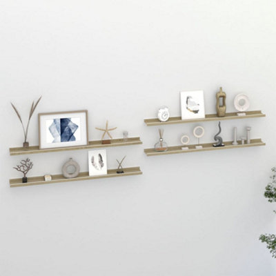 B&Q -  Wall Shelves 4 Pcs White And Sonoma Oak 100X9X3 Cm