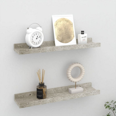 Vidaxl 2X Wall Shelves Concrete Grey 40X9x3 Cm Hanging Display Racks Home - Image 3