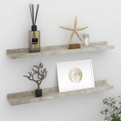 B&Q -  Wall Shelves 2 Pcs Concrete Grey 60X9X3 Cm
