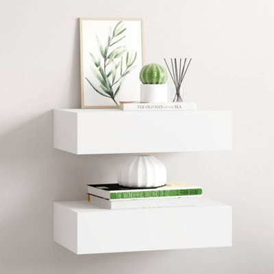 B&Q -  Wall-Mounted Drawer Shelves 2 Pcs White 40X23.5X10 Cm Mdf