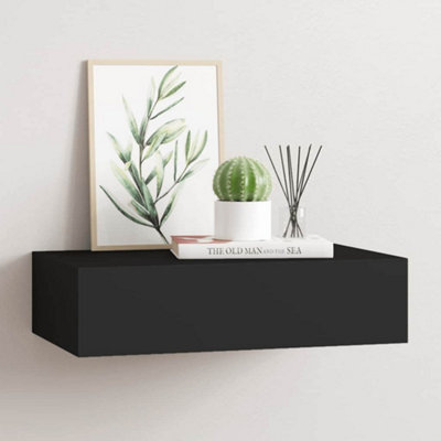 Vidaxl Wall-Mounted Drawer Shelf Black 40X23.5X10Cm Mdf from B&Q