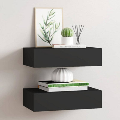 Vidaxl Wall-Mounted Drawer Shelves 2 Pcs 40X23.5x10cm Mdf Black