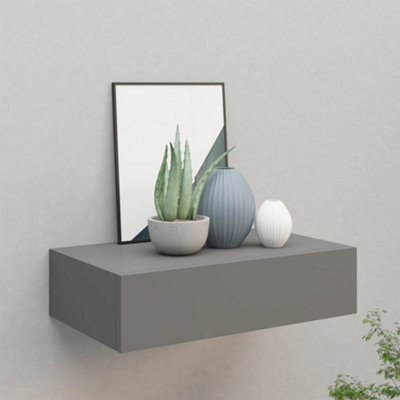 Vidaxl Wall-Mounted Drawer Shelf Grey 40X23.5X10Cm Mdf from B&Q