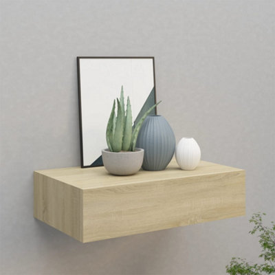 Vidaxl Wall-Mounted Drawer Shelf Oak 40X23.5X10Cm Mdf from B&Q