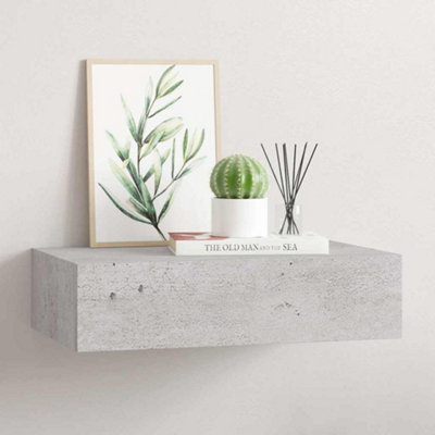 Vidaxl Wall-Mounted Drawer Shelf Concrete Grey 40X23.5X10Cm Mdf from B&Q