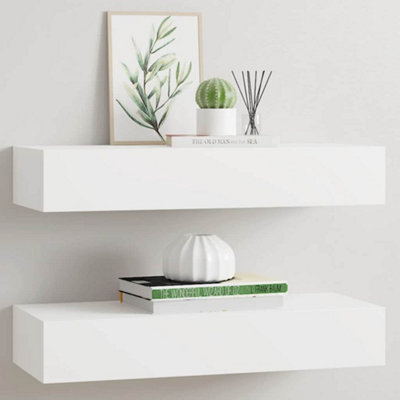 Vidaxl White Wall-Mounted Drawer Shelves Pcs 60X23.5x10cm Mdf Drawer Shelves Size 2