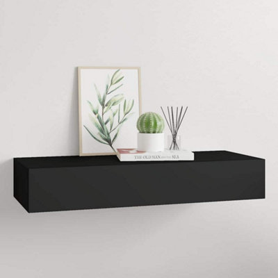 Vidaxl Wall-Mounted Drawer Shelf Black 60X23.5X10Cm Mdf from B&Q