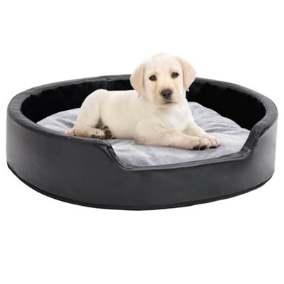 B&Q -  Dog Bed Black And Grey 79X70X19 Cm Plush And Faux Leather