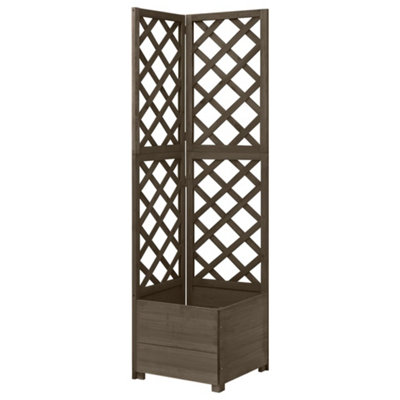 B&Q -  Corner Trellis Planter Grey 40X40X150 Cm Solid Fir Wood