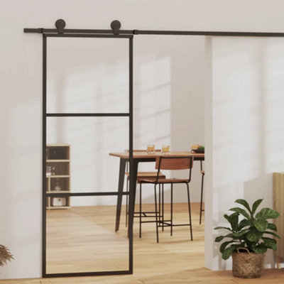Vidaxl Sliding Door Esg Glass And Aluminium 76X205 Cm Sliding Doors Black