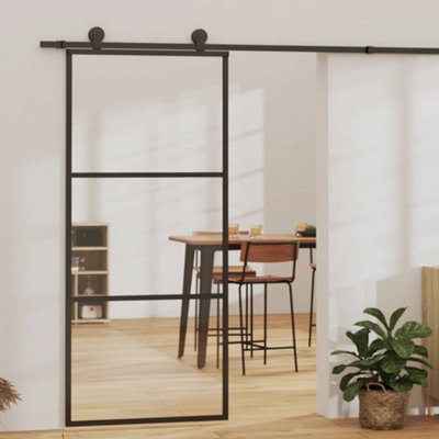Vidaxl Sliding Door Esg Glass And Aluminium 90X205 Cm Black