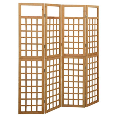 Vidaxl 4-Panel Room Divider/trellis Solid Fir Wood 161X180 Cm Room Dividers from B&Q