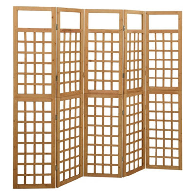 Vidaxl 5-Panel Room Divider/trellis Solid Fir Wood 201.5X180 Cm Room Dividers from B&Q